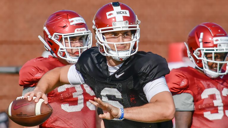 Hicks, quarterbacks plus offensive linemen as offense wins Tuesday