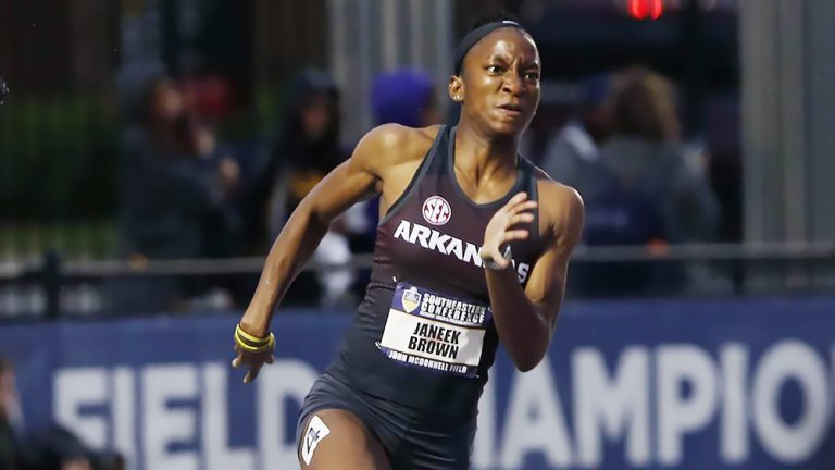 Brown, Chadwick advance to SEC finals in 200 meters for Razorbacks