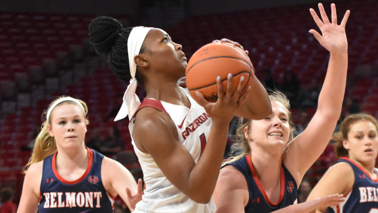 Hogs start fast, roll to another blowout win, dropping Belmont, 91-60