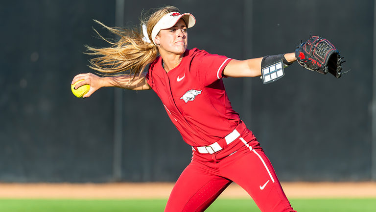 Arkansas opens softball season at ‘Troy Cox,’ splitting pair of games