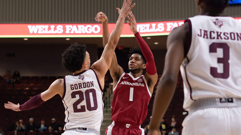 Hogs blow first-half edge, can’t catch Aggies in 77-69 road loss Saturday