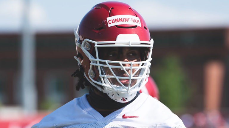 De’Vion Warren, Myron Cunningham after practice for Outback Bowl