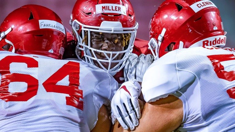 Photos from Razorbacks’ first night practice Thursday evening
