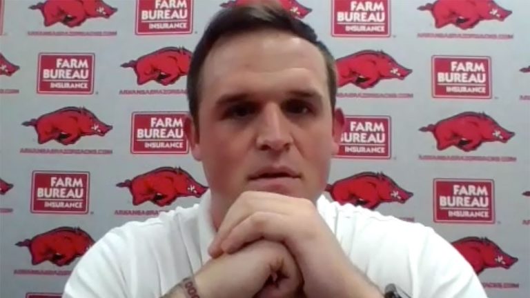Hogs’ new linebackers coach, Scherer, introduced at press conference