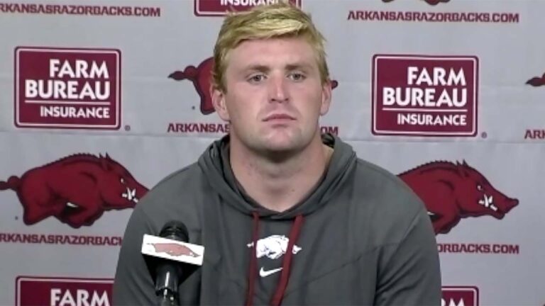 Pool after grabbing interceptions on first day of Razorbacks’ fall practices