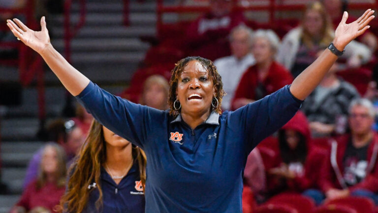 Auburn coach Johnnie Harris after falling to Razorbacks late
