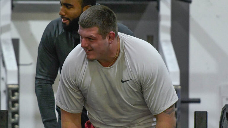 John Ridgeway on Pro Day Wednesday at Arkansas