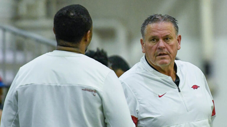 Hogs coach Sam Pittman looking at practices starting Friday
