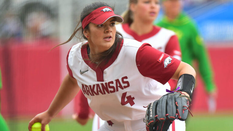 Hogs’ softball pitcher Mary Haff on run into Super Regional this week