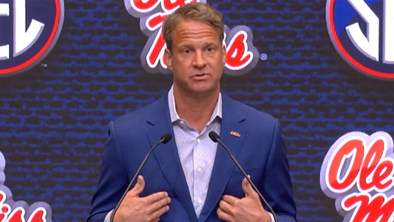 Ole Miss coach Lane Kiffin at SEC Media Days on trick-play philosophy