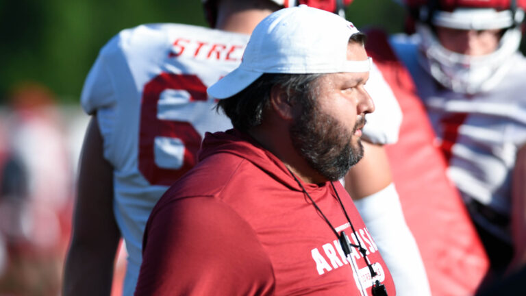Hogs’ offensive line coach Cody Kennedy on experienced group