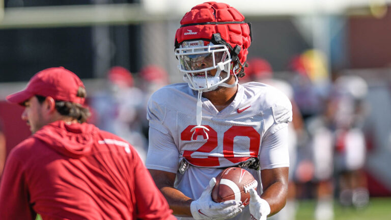PHOTOS: Hogs’ Dominique Johnson working without green jersey