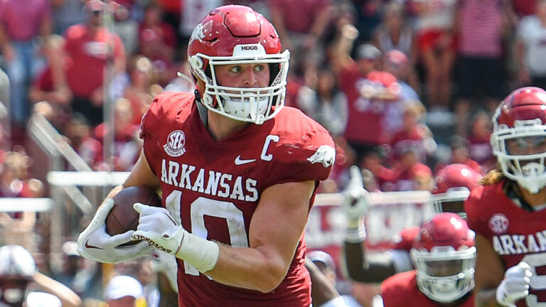 Hogs’ linebacker Bumper Pool, defensive back Hudson Clark after win