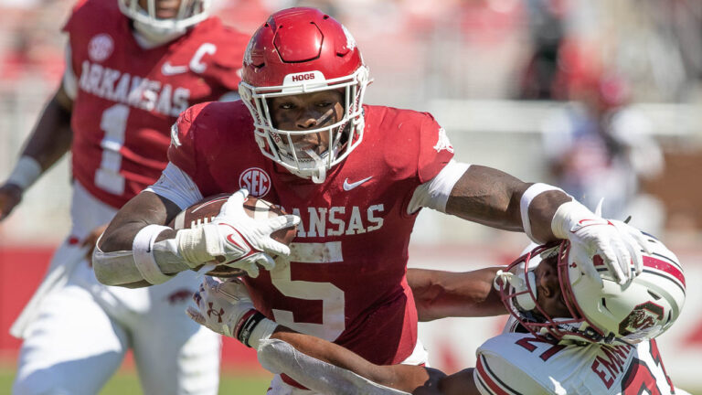 Hogs’ Dalton Wagner, KJ Jefferson, Rocket Sanders after win over South Carolina
