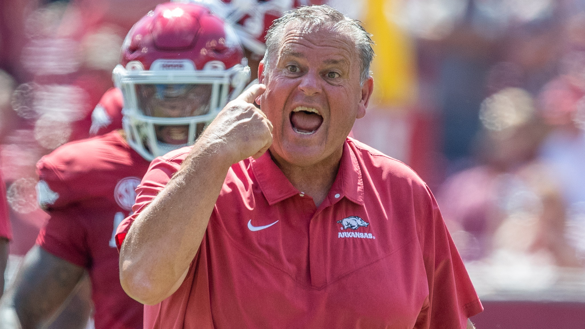 Razorbacks Coach Sam Pittman Looking Ahead To Game With Missouri State ...