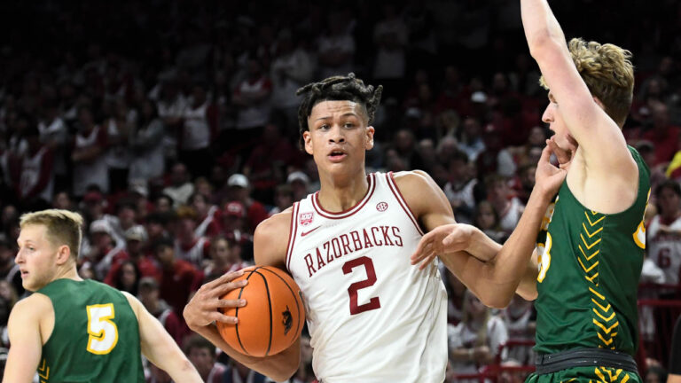 Razorbacks’ Ricky Council, Trevon Brazile after opening win over North Dakota State