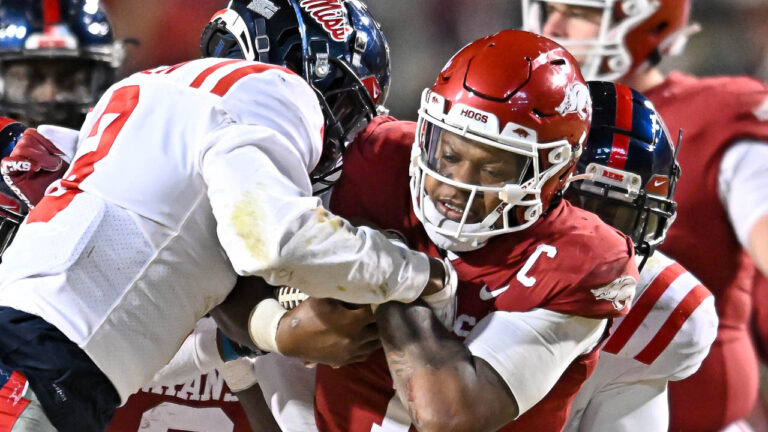 Hogs’ Drew Sanders, KJ Jefferson, Raheim Sanders on win over Rebels