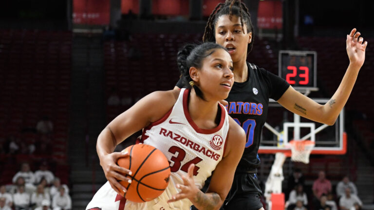 Five starters hit double digits as Hogs get triple digits, roll Florida