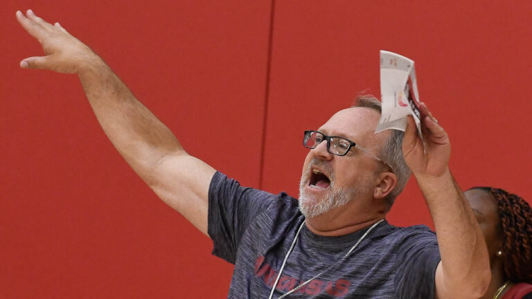 Razorbacks’ Mike Neighbors, players with media Thursday