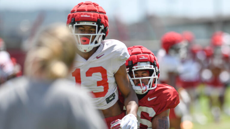 Razorback players after Wednesday afternoon’s practice