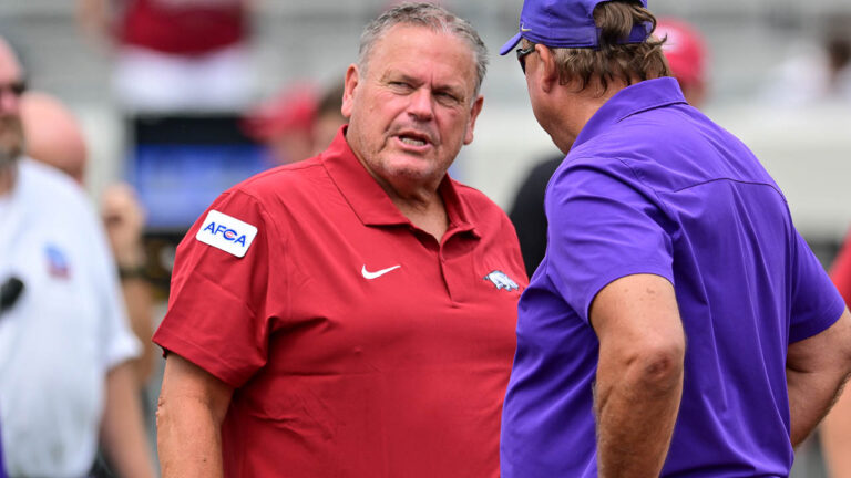 Razorbacks’ coach Sam Pittman after opening win Saturday