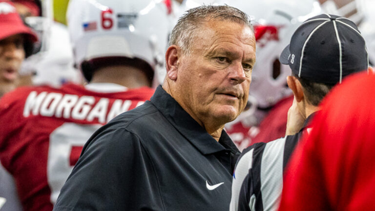Hogs coach Sam Pittman tries to put something positive on loss