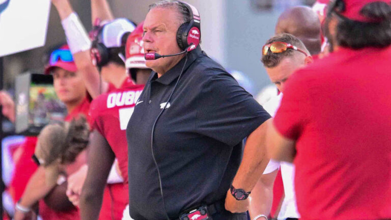 Hogs coach Sam Pittman looking ahead to Saturday game with BYU