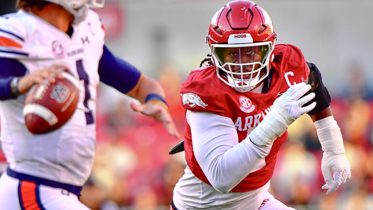 Razorbacks’ Trajan Jeffcoat, Isaac TeSlaa after loss to Auburn