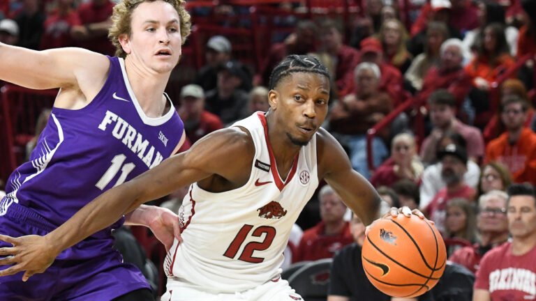 Battle hits milestone in Hogs’ win over Furman