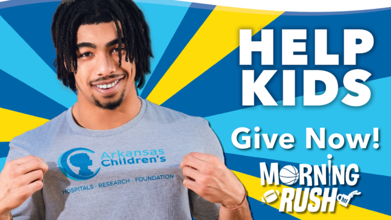 Arkansas WR Isaiah Sategna with Arkansas Children’s Northwest on Miracles & Magic Radiothon