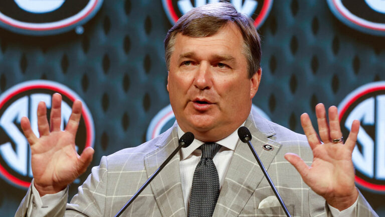 SECMD24: Georgia coach Kirby Smart after getting in with no credential