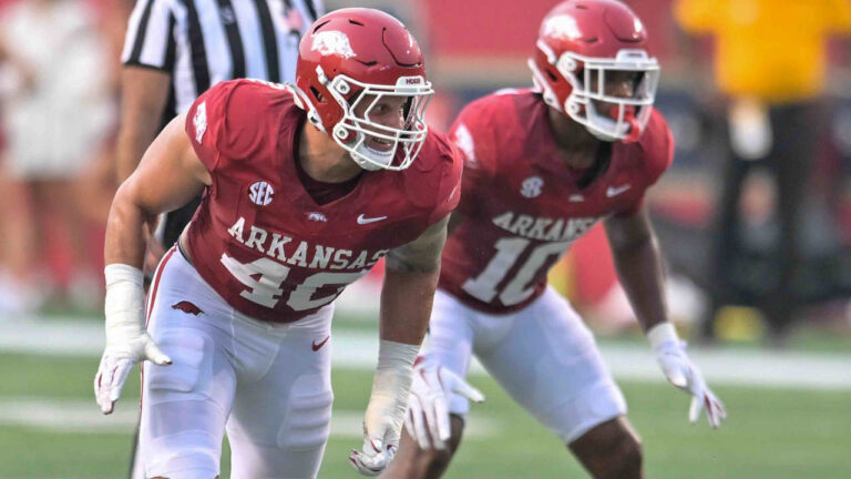Razorbacks linebacker Stephen Dix, defensive lineman Landon Jackson on win