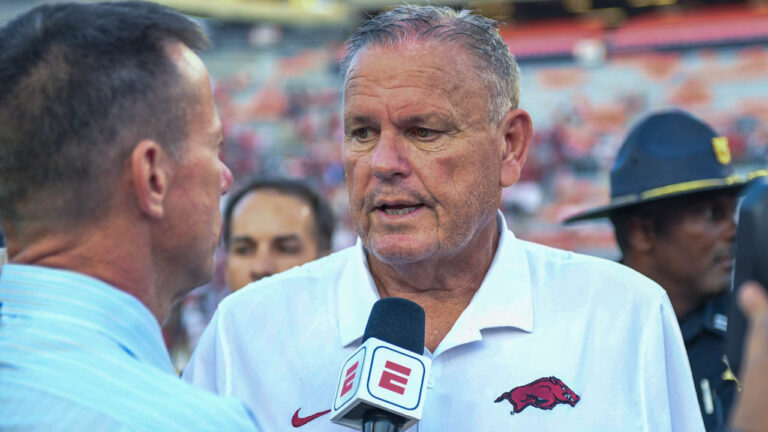 Razorbacks’ Sam Pittman just glad to get out of Auburn with a win