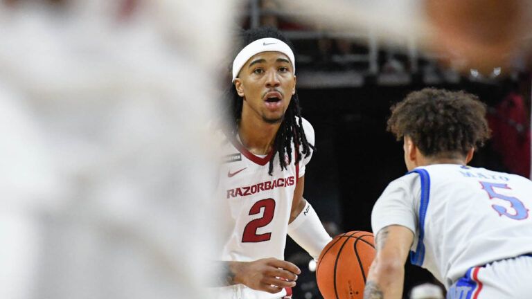 Razorbacks' Boogie Fland against Kansas