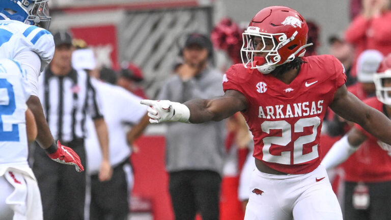 Razorbacks linebacker Brad Spence against Ole Miss