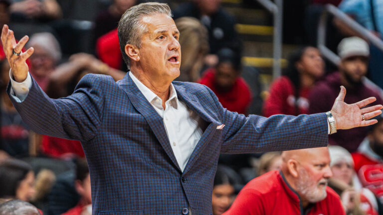 Razorbacks coach John Calipari on the sidelines against Illinois