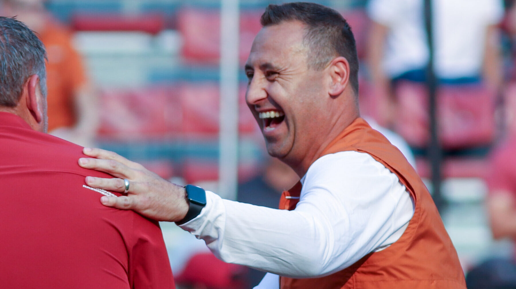 Razorbacks coach Sam Pittman and Longhorns coach Steve Sarkisian