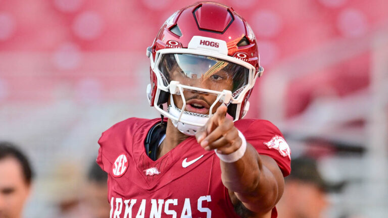 Razorbacks quarterback Taylen Green before game with Tennessee