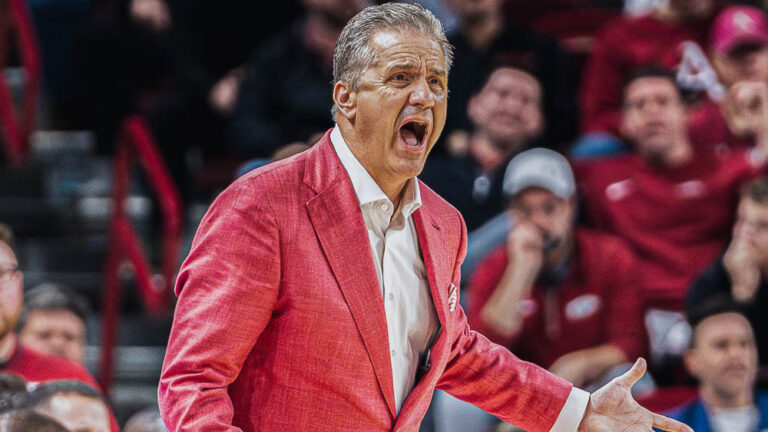 Razorbacks coach John Calipari on the sidelines against Oakland