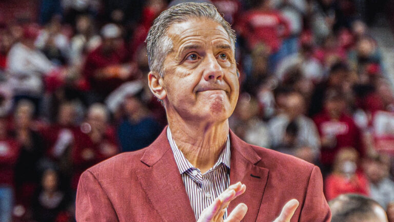 Razorbacks coach John Calipari on the sidelines against Oklahoma