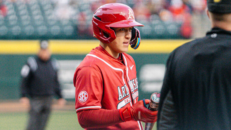 Aloy’s pinch-hit double, Root’s domination on mound lifts Hogs past TCU