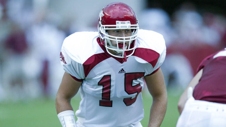 Razorbacks linebacker Jeb Huckeba during a game against Alabama