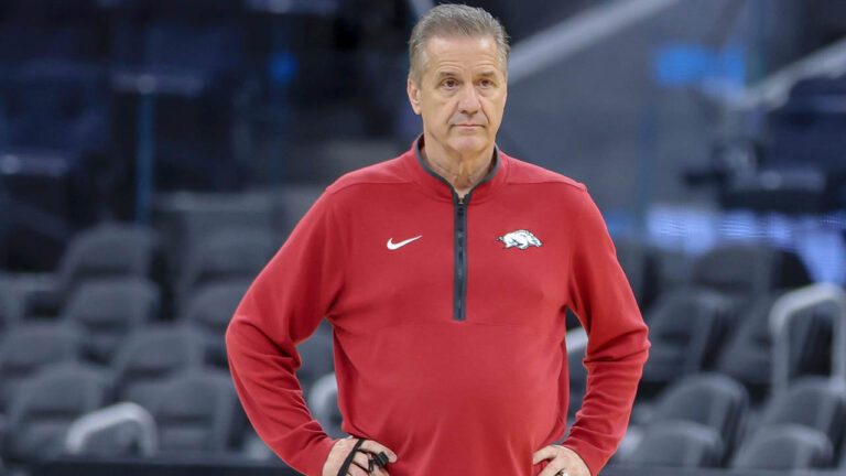 Razorbacks coach John Calipari during practice before a Sweet 16 game with Texas Tech
