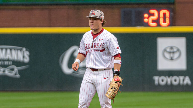 Hogs thrash Mizzou in first game of series in cold, drizzly weather at Baum-Walker