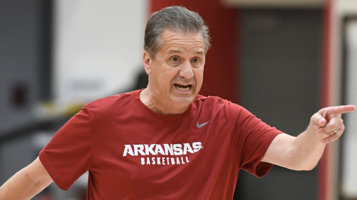 Arkansas Razorbacks coach John Calipari at summer practice