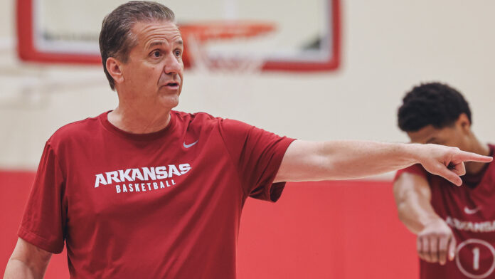 Arkansas Razorbacks coach John Calipari at summer practice
