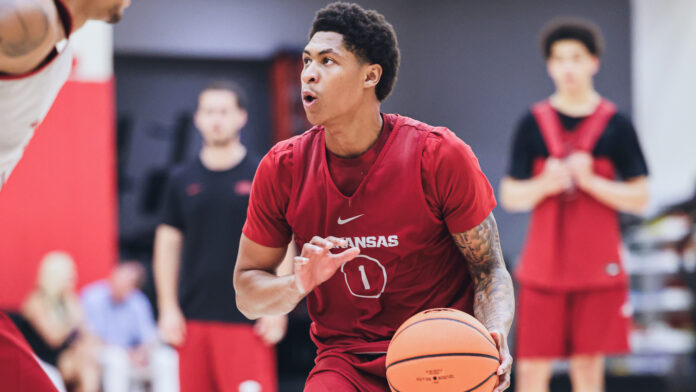 Arkansas Razorbacks forward Meleek Thomas at summer practice