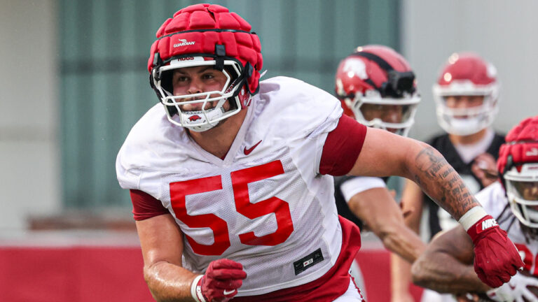 Razorbacks’ offensive lineman Fernando Carmona recapping scrimmage