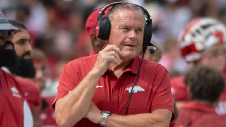 Razorbacks coach Sam Pittman recapping win, previewing Arkansas State