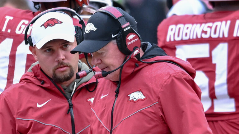 Razorbacks interim coach Bobby Petrino previewing Mississippi State game